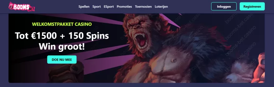 Boomsbet Casino – 100% tot €500 + 150 Gratis Spins welkomstbonus voor Nederlandse spelers